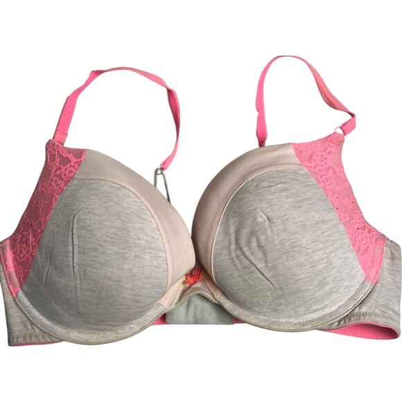 Victoria's Secret Plunge Southern Gorge Grey Pink 36D Bra - Picture 1 of 5